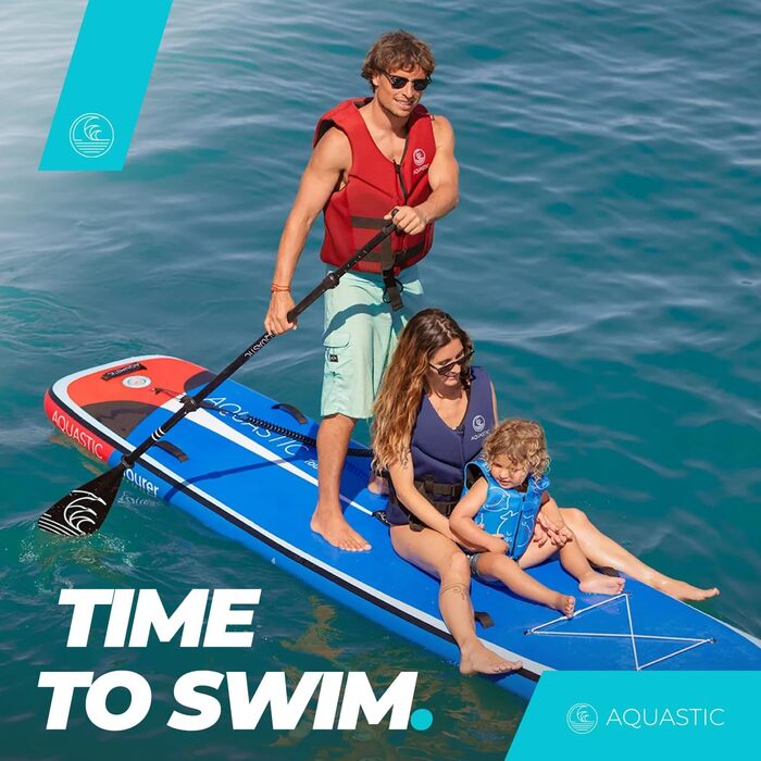 Надувна SUP-дошка AQUASTIC Tourer 12'2, 374 см, для 2 осіб, синя, з двома веслами та насосом, міцна еко Dropstitch MSL для водних прогулянок