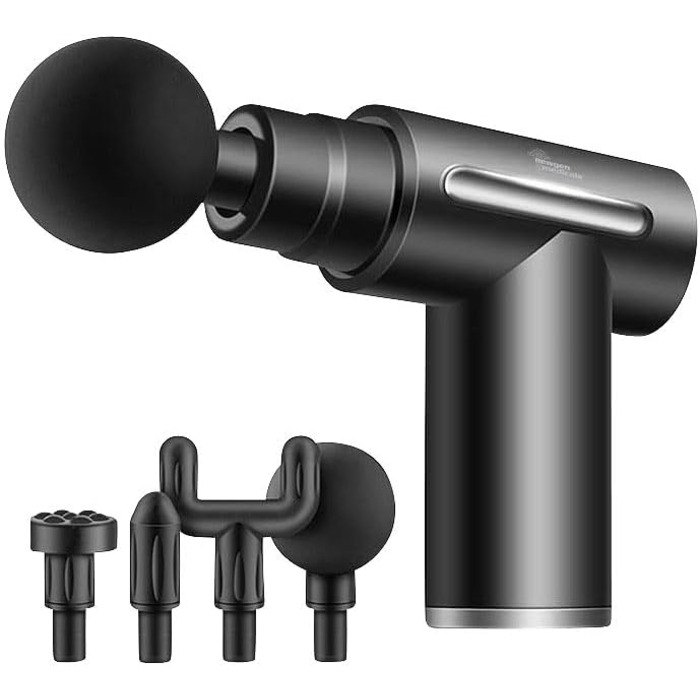 Масажний пістолет Newgen Medicals: Компактний акумуляторний масажер для рук з 4 насадками, 6 рівнів, USB-C, 30W