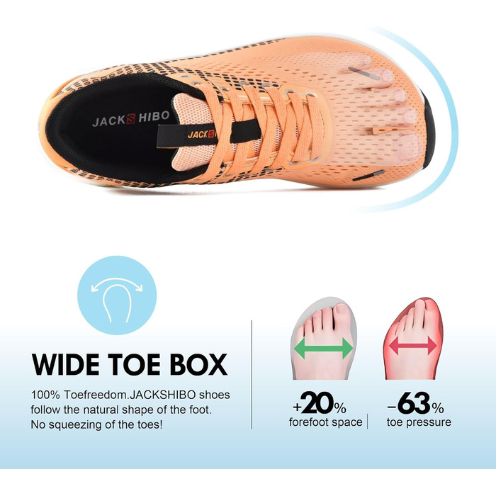 Чоловічі кросівки JACKSHIBO з широкою передньою частиною: для бігу, ходьби, тенісу. Подушка, товста підошва, без перепаду висоти. Розмір 41 EU, колір Оранжевий, візерунок Chevron Sunset.