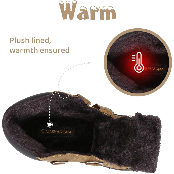 Дитячі зимові черевики Mishansha: теплі, з підкладкою, для дівчаток та хлопчиків, розмір 24-38, темно-коричневі