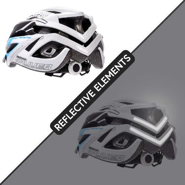 Велошолом meteor® GRUVER для дорослих і дітей, MTB, BMX, скейтборд, самокат, розмір L (58-61 см), білий/чорний/синій