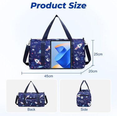 Спортивна сумка Flintronic для дітей та дівчат, сумка для плавання з відділенням для вологих речей, синя, 46x20x25 см