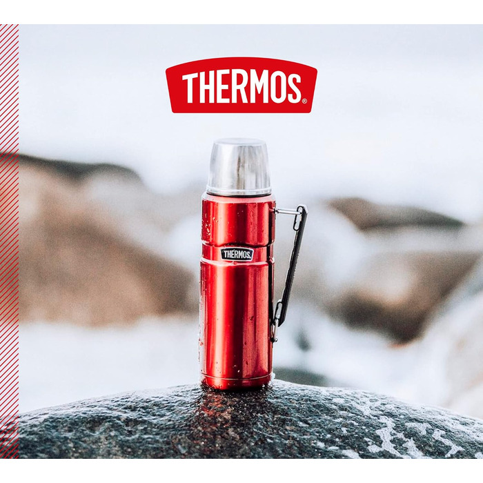Термос Thermos Stainless King 1,2 л, нержавіюча сталь, з ручкою, червоний