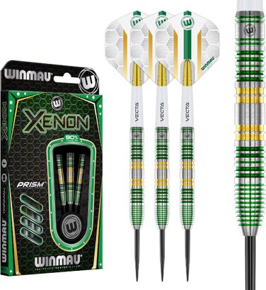 Професійний набір дартсів WINMAU Xenon 90% вольфраму з мішенями і хвостовиками, вага 18г (м'який наконечник), 23г, 24г, 25г (сталевий наконечник)