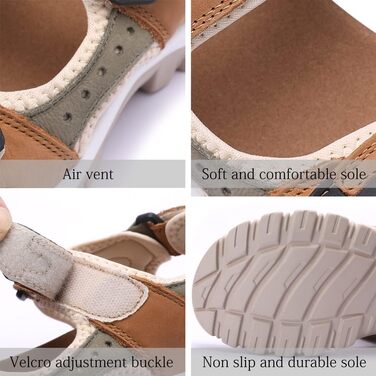 Жіночі літні спортивні сандалі Harssidanzar для туризму та активного відпочинку - шкіра, колір кавово-сірий, розмір 38 EU