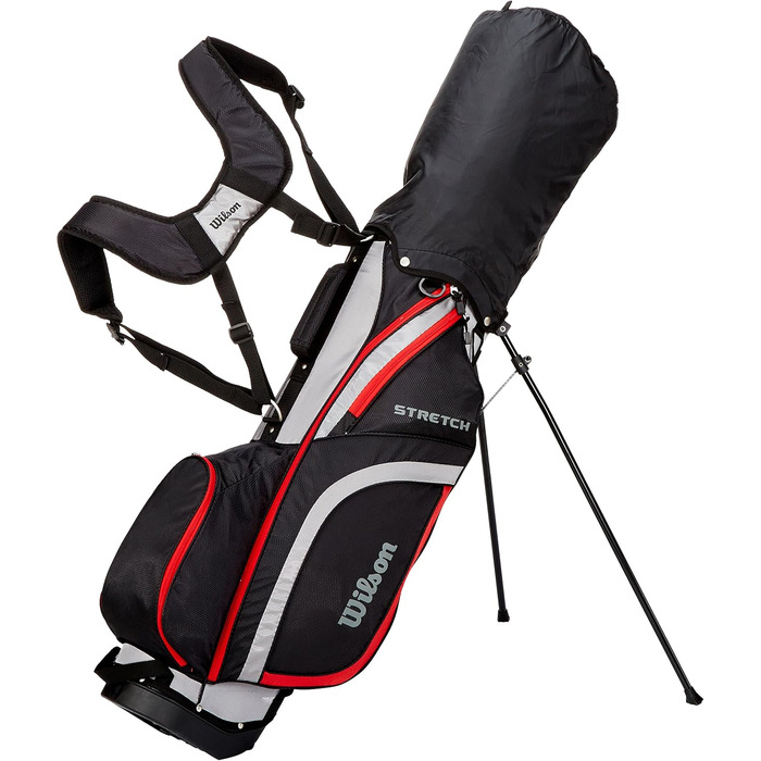 Гольф-набір для початківців Wilson, повний комплект з 10 ключок та сумкою для перенесення, чоловічий, для правші, розмір XL, чорний/сірий/червоний, WGG157548