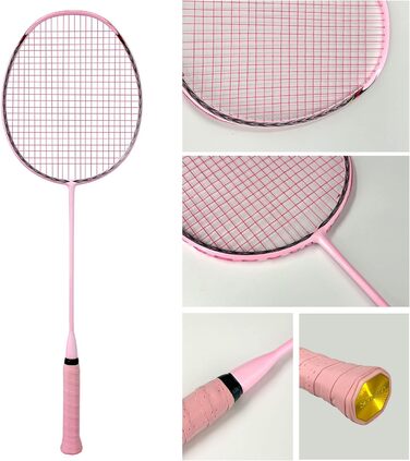 Ракетка для бадмінтону Senston N80 Ultraleicht Graphit з карбоновим волокном та сумкою (6U рожева)
