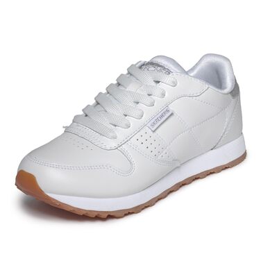 Жіночі високі кросівки Skechers OG 85 Old School Cool білого кольору з глітерним сріблястим оздобленням, розмір 41 EU