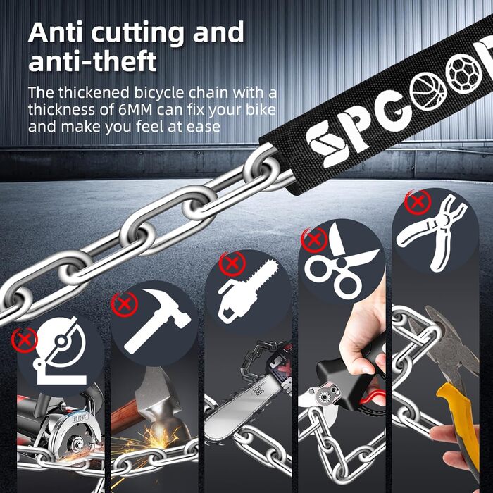 Замок для велосипеда з 3 ключами, ланцюговий замок проти крадіжок 90см, висока безпека, водовідштовхувальний чохол для велосипеда/електросамоката/електровелосипеда/MTB/мотоцикла/вантажного велосипеда, 870мм, чорний