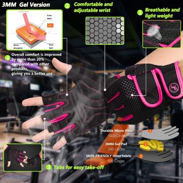 MOREOK Вагаліфтерські рукавички - фітнес рукавички для тренувань, силових видів спорту, підйому важкості, тяги, підтягувань (рожеві, L)