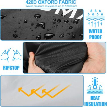 Водонепроникний чохол для мотоцикла Mini Motorrad Abdeckplane Outdoor, 420D Oxford, з відбиваючими смугами, сумісний з Honda Grom, MSX125, Navi, Monkey 125, ролер 50cc (175x66x110cm)