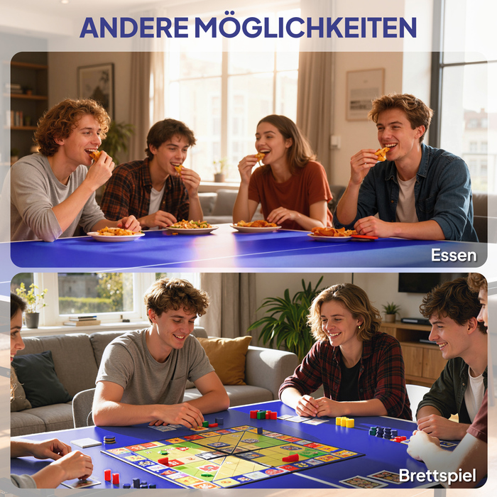 Стіл для настільного тенісу, складаний, мобільний, з 2 ракетками, 3 м'ячами, металевим каркасом, розміром 274x152,5x76 см, блакитний