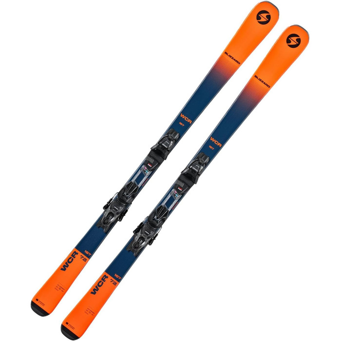 Гірські лижі Blizzard WCR 153 см з кріпленнями Marker для досвідчених, сині, повний кембер рокер