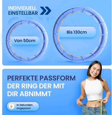Leiser Smart Hula Hoop Gymside Hoopside Pro: для схуднення та фітнесу, з масажними шипами, 18 знімних секцій (Блакитний)