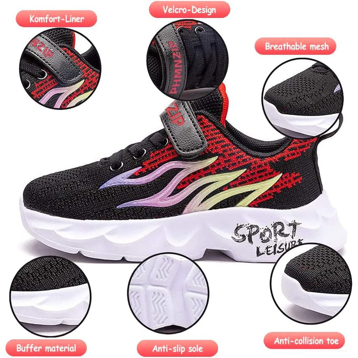 Дитячі кросівки Kinder: спортивні, легкі, дихаючі, для бігу, занять фітнесом, вулиці, залу (35 EU, Cx6888 Schwarz)