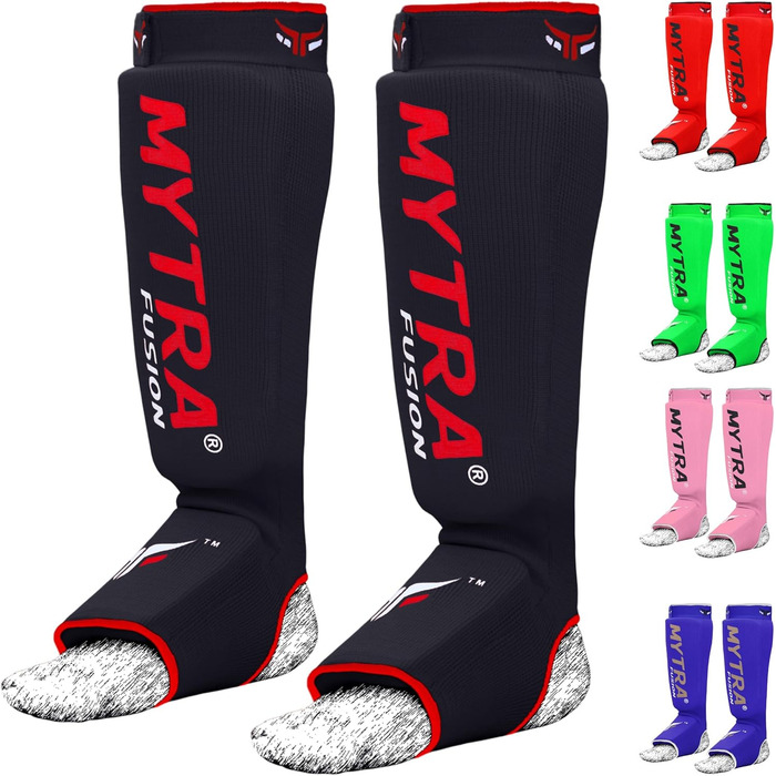 Захисні щитки Mytra Fusion для гомілки L-XL, чорні – для кікбоксингу, MMA, муай-тай, карате, кросфіту, боксу