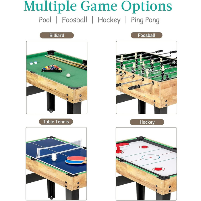 Дитячий ігровий стіл 4 в 1: футбол, хокей, більярд, теніс. Комбінований стіл для дітей та дорослих