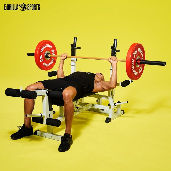 Олімпійський гриф GORILLA SPORTS 220 см, 50 мм, 20 кг, сталь, керамічна основа, чорний/золотий