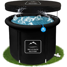 Тонна для криотерапії B&Y для спортсменів з кришкою, 90см Ø, 477L, портативна, чорна, для внутрішнього та зовнішнього використання