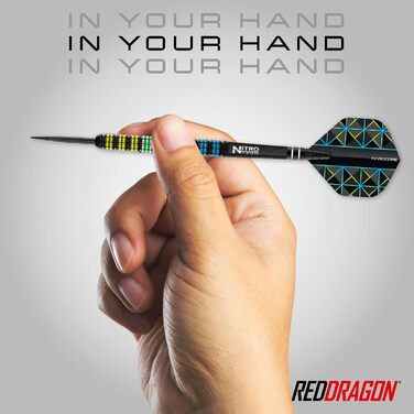 Професійні дартси Red Dragon Dragonfly 95, 95% вольфрам, сталевий наконечник, набір з оперенням і шафтами, вага 22-26 г