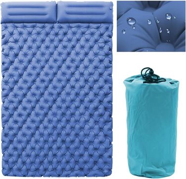 Надувна туристична матрац Isomatte для кемпінгу, самонадувна, ультралегка, для 2 осіб, з насосом та подушкою, блакитна