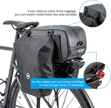 Велосумка HOMPER 26L, водонепроникна, EVA, для багажника, з плечовим ременем, чорна