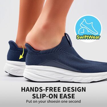 Чоловічі кросівки Sosenfer Slip-On без шнурівків, спортивні, для бігу, фітнесу, прогулянок, 1646, темно-синій, 46 EU