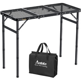 Складаний туристичний стіл Anbte 88x40 см, алюміній, 3 рівня висоти, з сіткою для зберігання, для пікніка та кемпінгу