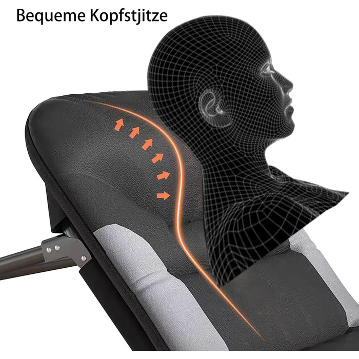 Розкладне ліжко Cozykimo для кемпінгу з матрацом: туристичне, для риболовлі, гостей, сад, будинок (чорне)