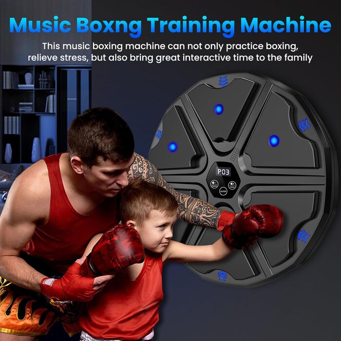Музичний боксерський тренажер: електронна машина для ударів з Bluetooth, 9 режимів та музикою (чорний)