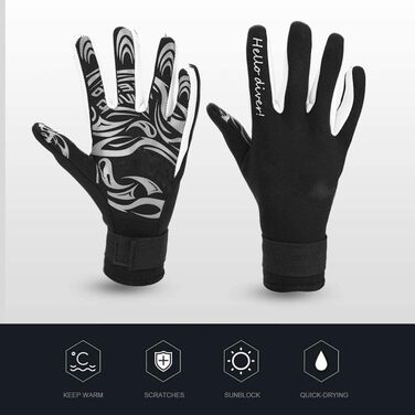 Рукавички для дайвінгу VGEBY1, 2 мм, неопренові, 5 пальців, для дорослих, водолазні, для екстремальних водних видів спорту (Чорний, S)