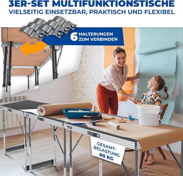 KESSER® Багатофункціональний стіл Profi 3 в 1, 100x60 см, антрацит - розкладний стіл для дому, ярмарку, кемпінгу, витримує 90 кг