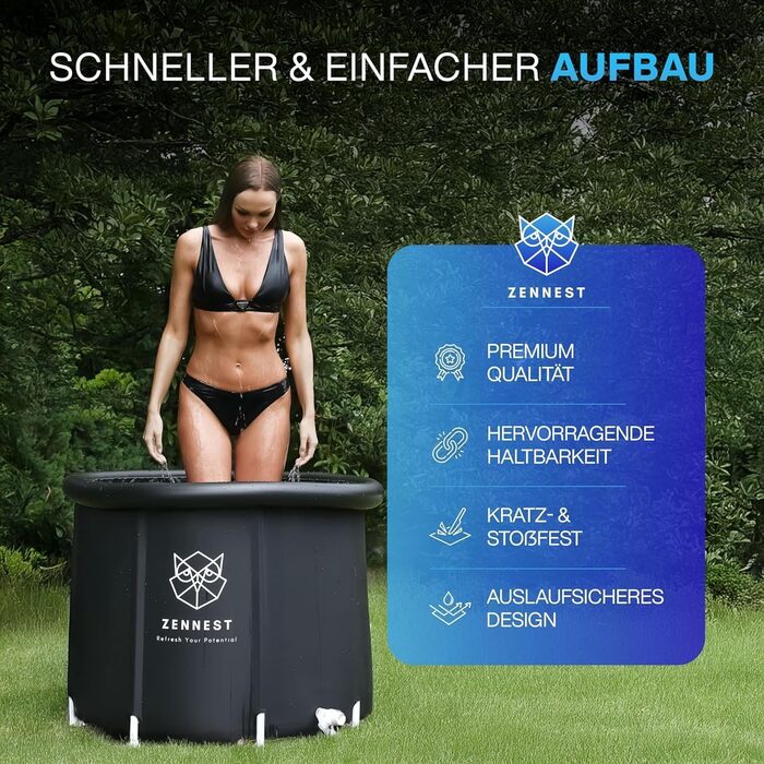 Тонна для холодотерапії Eistonne 90см – XL для дому та вулиці з 6-шаровою ізоляцією. Надувна ванна для холодотерапії для дорослих. Німецька інженерія.