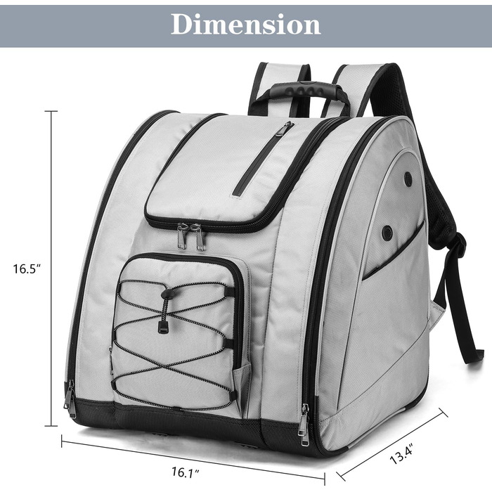 Чохол для лижних черевиків з рюкзачними лямками, рюкзак для лиж/сноуборду, сірий