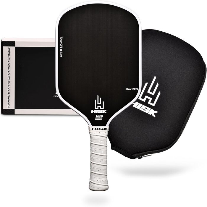 RAV PRO Пі́клбол-ракетка – Ultimate High End, 16 мм, японський Toray T700 карбон, аеродинамічна форма, схвалена USAPA, неслизька ручка (білий/розкішний сад)