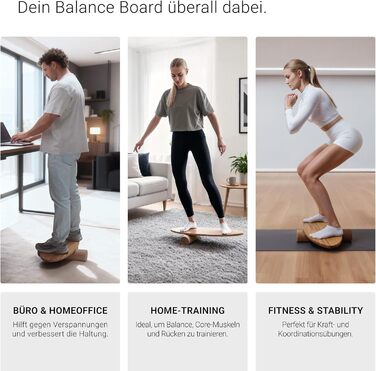 Балансборд з дуба FAVVITY® Core Walnuss: тренажер для рівноваги з додатком | Зроблено в Німеччині, сертифікат FSC