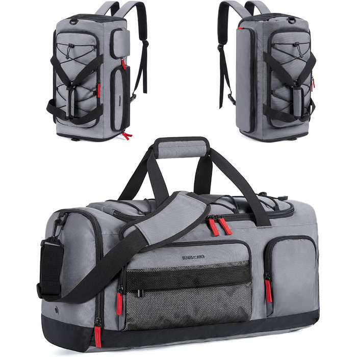 BAGSMART спортивна сумка для жінок і чоловіків, з відділенням для взуття та вологих речей, водонепроникна, для спортзалу, подорожей, фітнесу, плавання, темно-сіра
