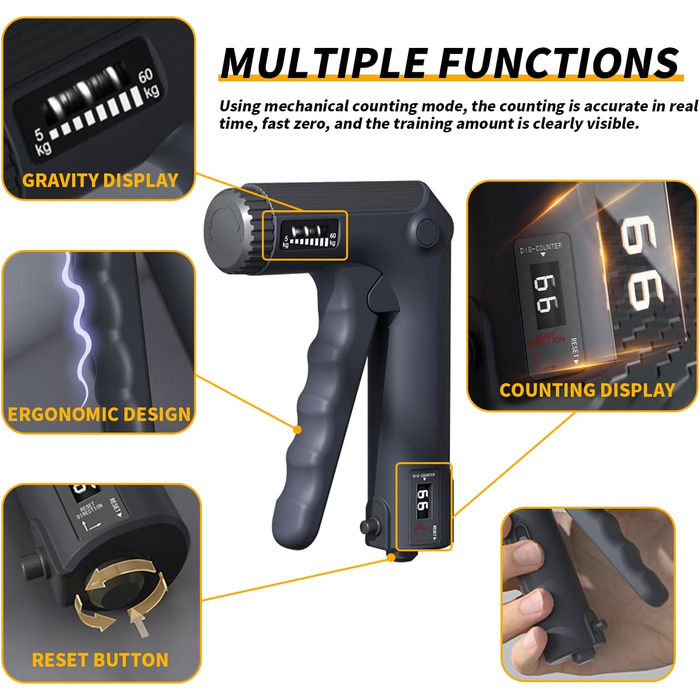 Тренування хватки Handkraft: регульований тренажер для рук та пальців з лічильником, 2 режими