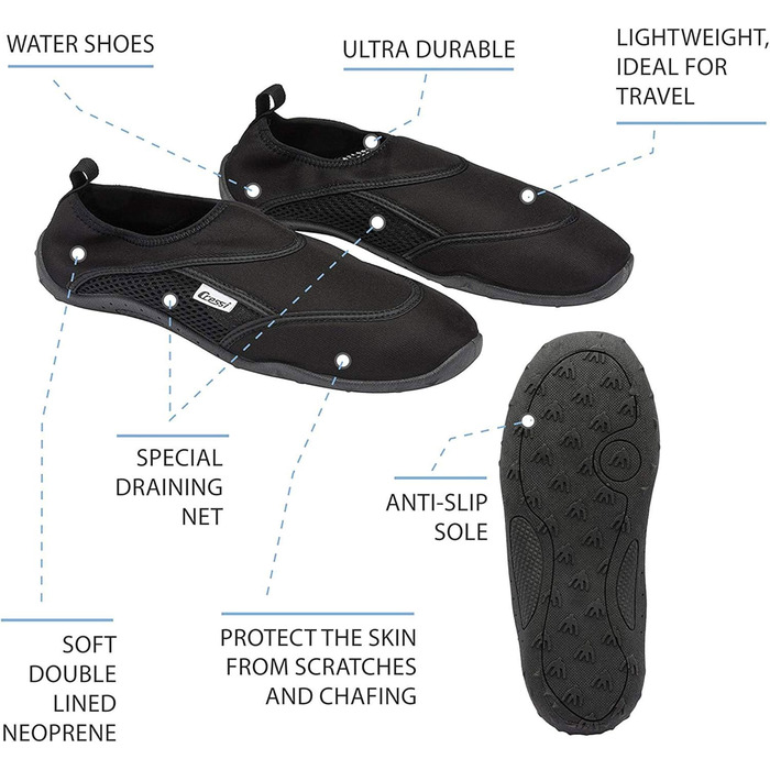 Взуття для водних видів спорту Cressi Coral Unisex, 37 EU, блакитний/темно-синій