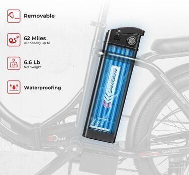 Електровелосипед складаний SAMEBIKE 20 дюймів, 36В/12Аг знімна батарея, гідравлічні гальма, для дорослих чоловіків та жінок