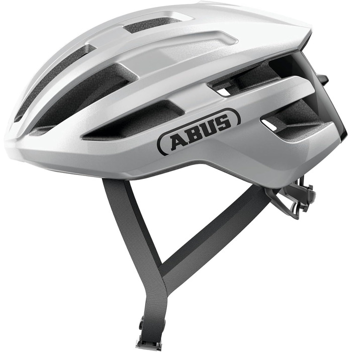 Велосипедний шолом ABUS PowerDome для шосе, легкий, аеродинамічний, з вентиляцією, для жінок і чоловіків, сріблястий, розмір S (51-55 см), вироблено в Італії