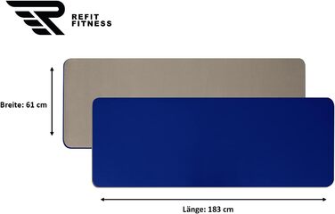 Килимок для йоги Perfect-Fit 190 x 60 x 0,6 см [GeckoGrip & Sensi-Plus TPE] - Нековзний, без шкідливих речовин + ремінь для перенесення - Спортивний килимок для гімнастики, фітнесу. Виберіть колір: блакитний, бежевий