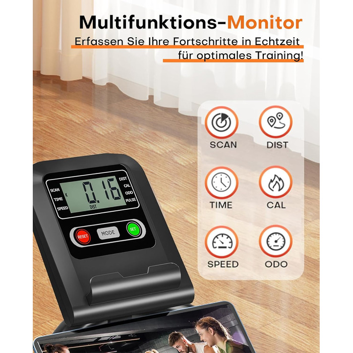 DMASUN Hometrainer: Електричний велотренажер з магнітним опором, LCD-монітором, комфортним сидінням (до 160 кг), чорно-помаранчевий