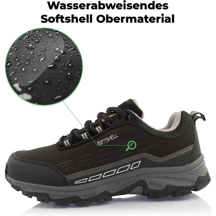 Трекінгові черевики для жінок та чоловіків, водонепроникні, чорно-зелені, 36 EU, чорно-сірі