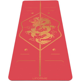 Йога-мат Liforme Zodiac Dragon Red — екологічний, нековзкий, з унікальною системою розмітки, біорозкладний