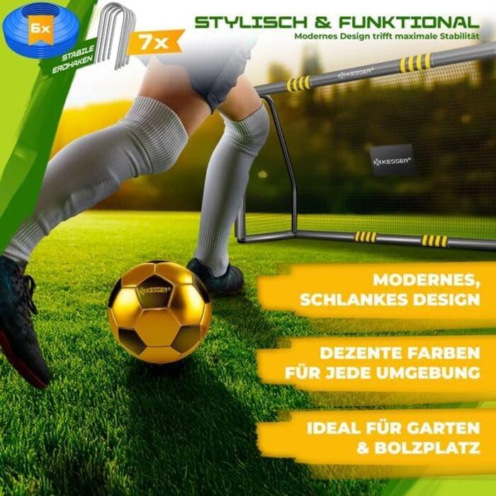 Ворота для футболу KESSER® 300см для тренувань на вулиці, сталевий каркас, антрацит