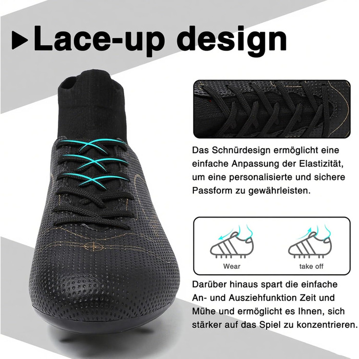 Футбольні черевики для чоловіків Madame Großer Junge, білі Tf (35 EU, чорний Ag)