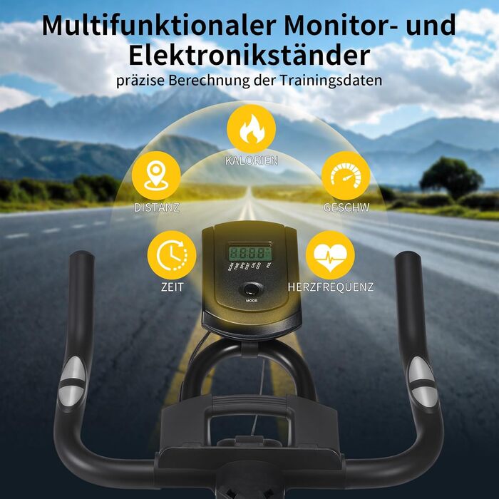 Велотренажер для дому з LCD-дисплеєм, підставкою та тримачем для пляшки. Тиха велотренажерна машина для дому, витримує до 150 кг. Спінінг-байк для занять вдома