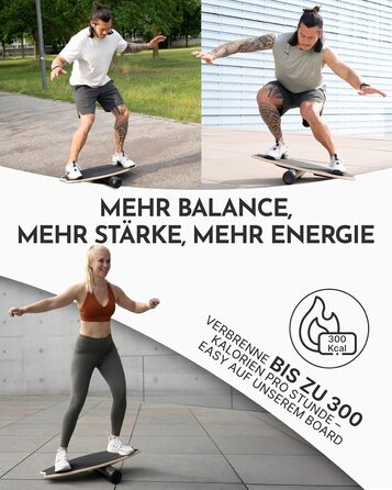 Балансборд NEOLYMP Holz – тренажер для балансу для дорослих та дітей – антиковзаюча поверхня, до 210 кг, 7 рівнів складності, магнітна настройка, чорний