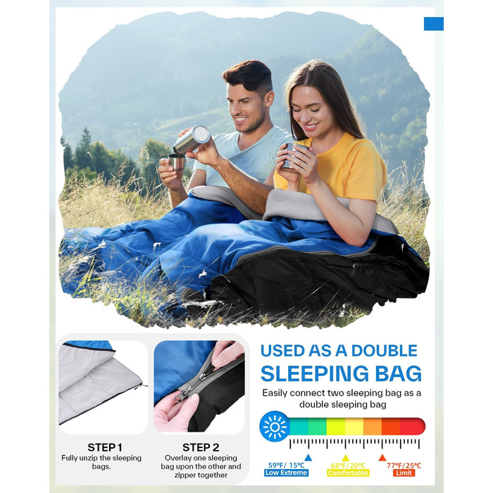 Сплячий мішок Sportneer 190x85 см: літній, легкий, водонепроникний, для кемпінгу, походів, подорожей, чорний